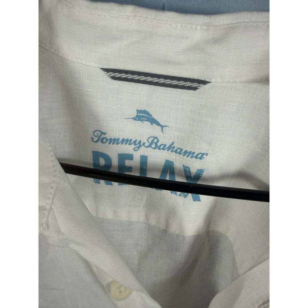 Tommy Bahama Relax Mens M White 100% Linen Long Sleeve Button Shirt - Picture 3 of 5